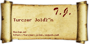 Turczer Jolán névjegykártya